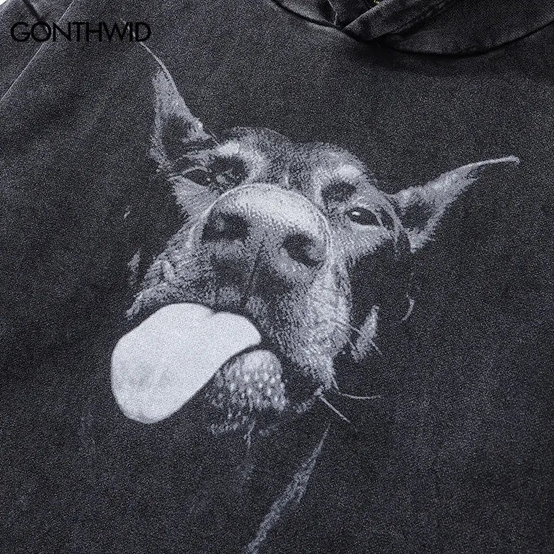 Hip Hop Dobermann Dog Animal Oversized Hoodies