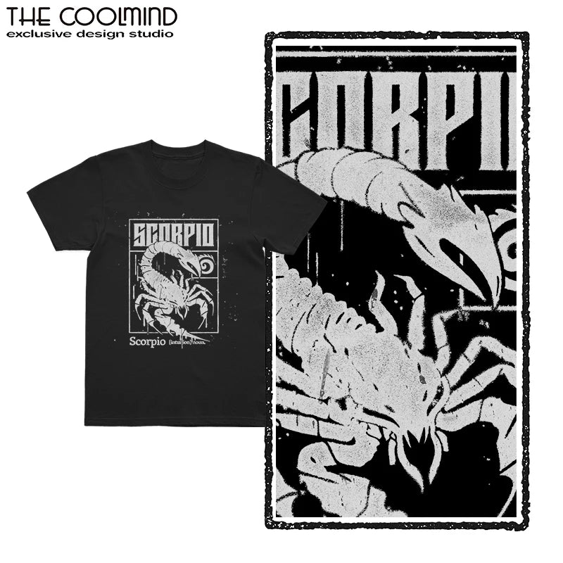 Coolmind U0029-T2 Scorpio Exclusive Graphic Print Men T Shirt Short Sleeve Big Size Men Tshirt Cool Tee Shirt Men