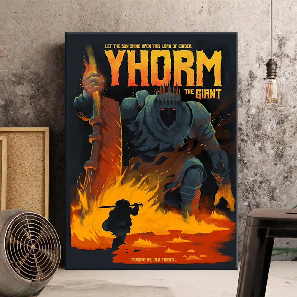 Dark Souls Game Poster Retro Movie Hot YHORM THE GIANT Canvas Wall Print Art Picture for Home Living Room Wall Decor Unframed