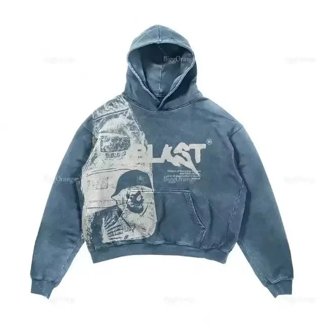 Vintage casual Europe and America fashion couple sweatshirts cool printed Color blocking long-sleeves oversizeds jackets