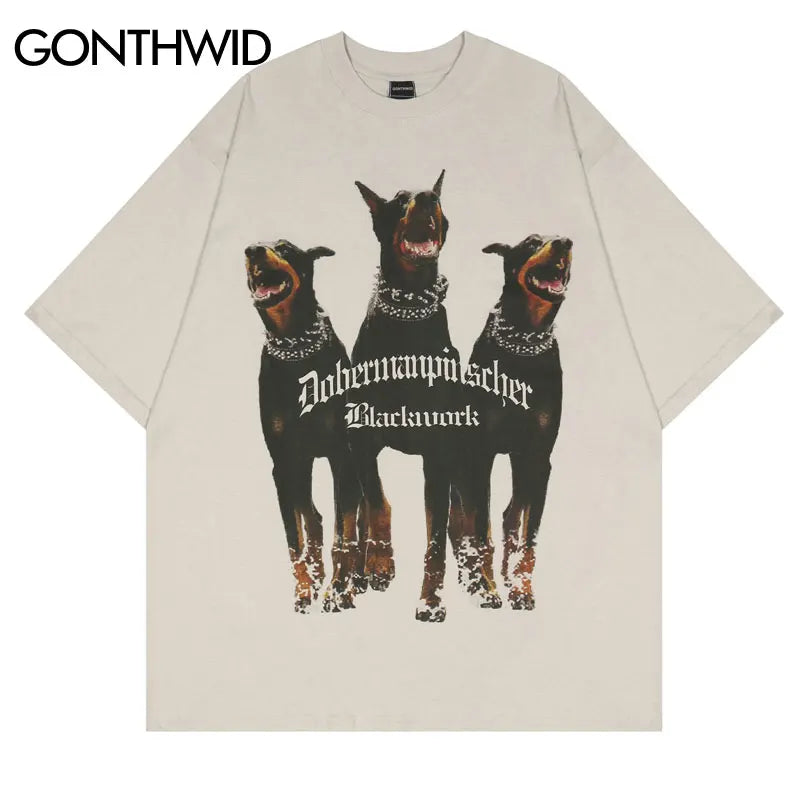 Rottweiler Doberman Print Men Oversized T Shirt