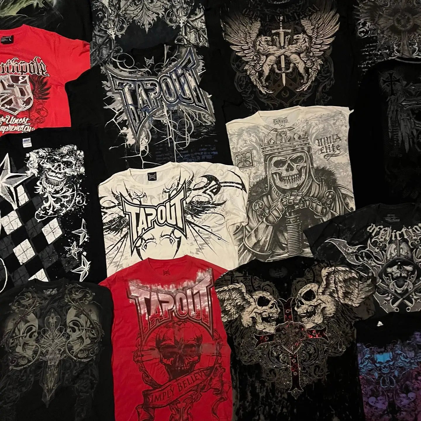 TAPOUT Gothic Fashion Skull Graphic Print Cotton T-shirts Y2K Retro Grunge Hip Hop Short Sleeve Oversized Tee Men Clothing Tops