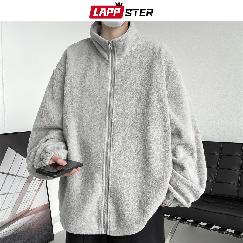 LAPPSTER Y2k Harajuku Korean Outwear Fleece Jackets Coats Windbreaker New In Jackets Japanese Streetwear Zipper Up Bomber Jacket