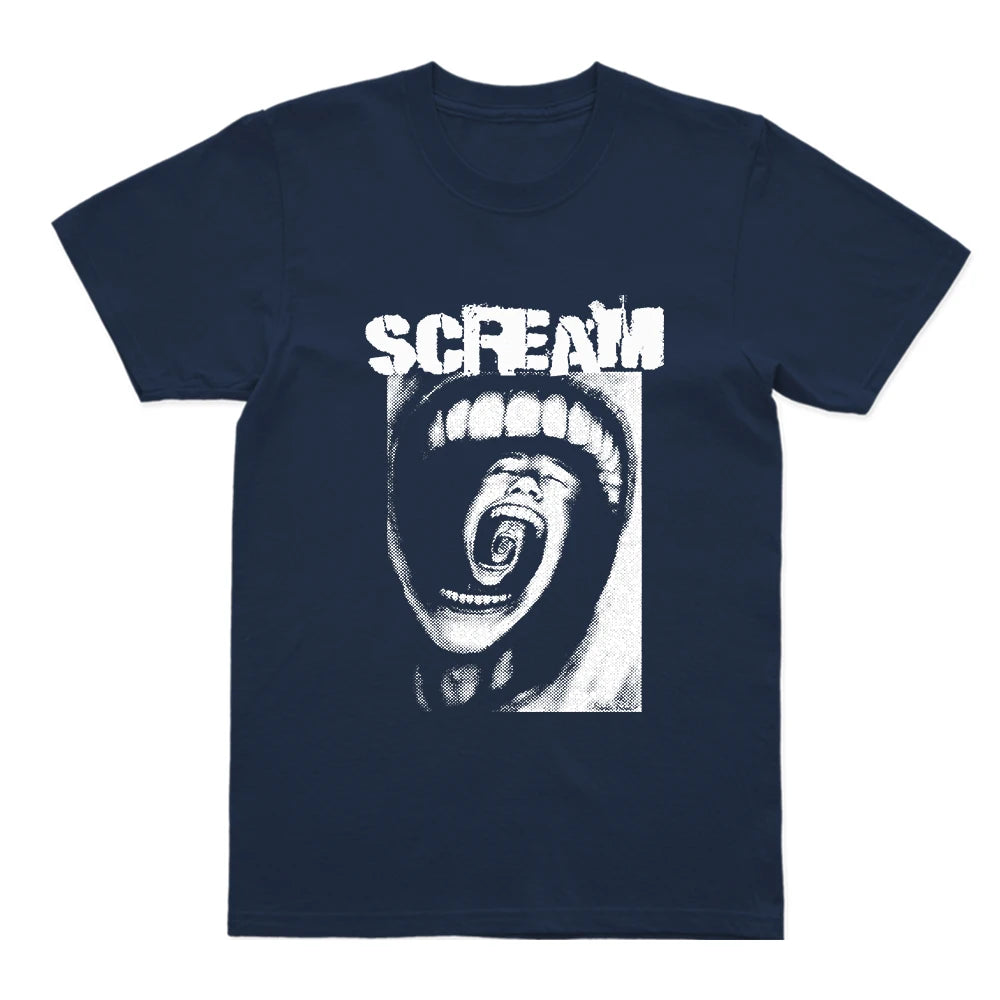 Coolmind U0052-T2 100% Cotton Scream Print Men T Shirt Casual Loose Exclusive Graphic Men Tshirt Big Size Tee Shirts