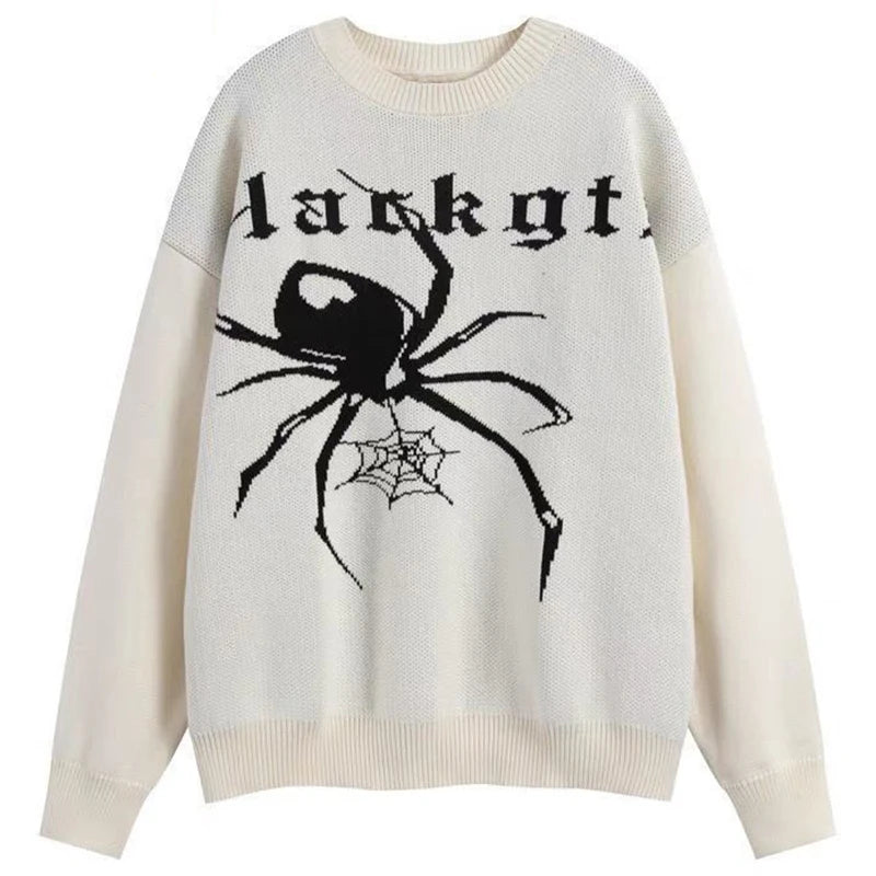 Spider Sweater Male Dark Style Vintage Knit Pullovers 2023 Winter American High Street Harajuku Women's Sweater Oversize Jumper