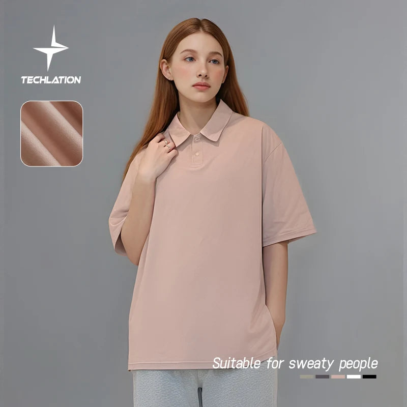 INFLATION UV Protection POLO Shirts Summer Cool Feeling Technical Fabric Oversized Tees