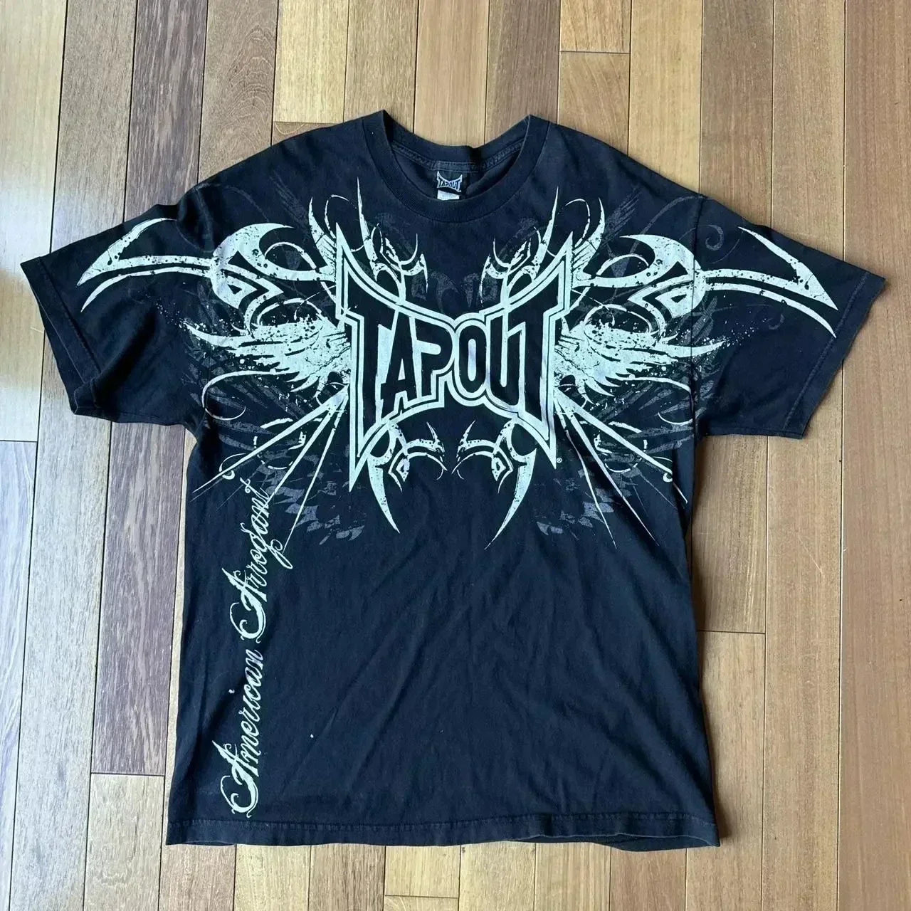 Streetwear Tapout T Shirt Y2K Retro Hip Hop Lettering Graphic Print Oversized TShirt Men New Round Neck Cotton Short Sleeve Tops