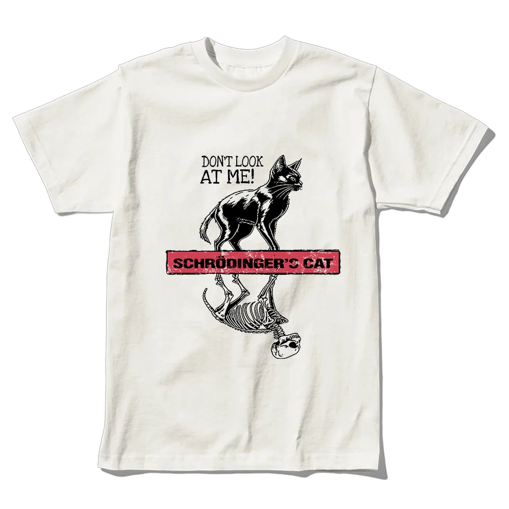 Coolmind U0156-T2  Schrodinger'S Cat Print Men T Shirt 100% Cotton Exclusive Cat Print Tshirt Cool Unisex Tee Shirts