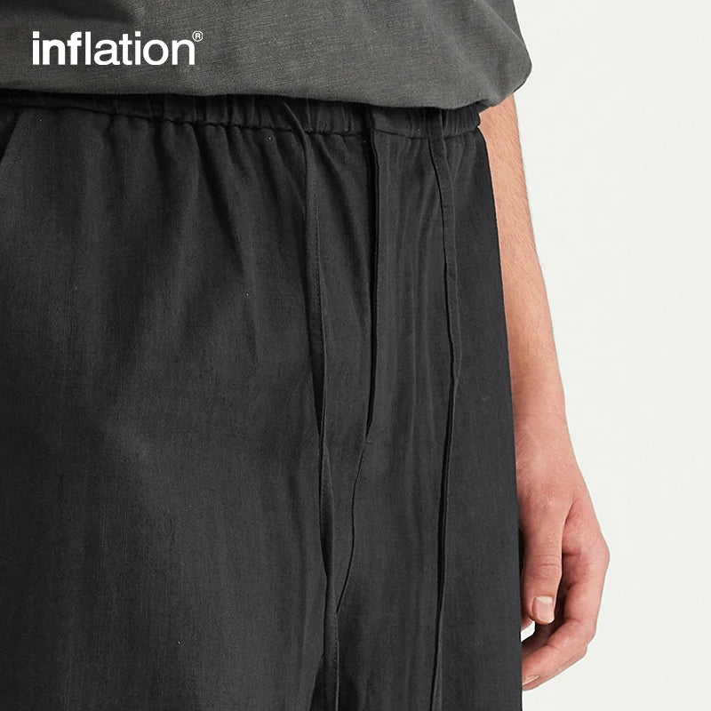 INFLATION Bamboo Cotton Linen  Wide Leg Pants 2024 Spring Summer All-match Casual Mens Trousers