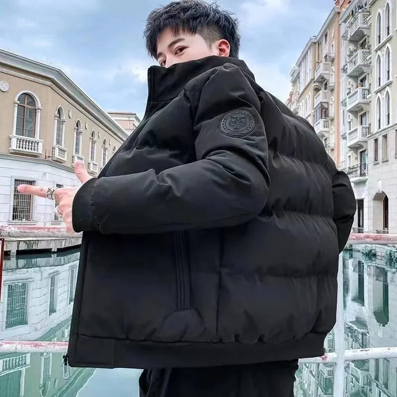 Men's Autumn Winter Jacket 2023 New Fashion Cotton Coat Thickened Fleece Lined Casual Parkas Padded Jacket