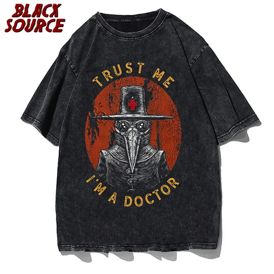 Humor Trust Me I'm A Doctor T Shirt Men Cotton Funny Harajuku T-shirt Short Sleeves Halloween Plague Doctor Tees Streetwear Tops