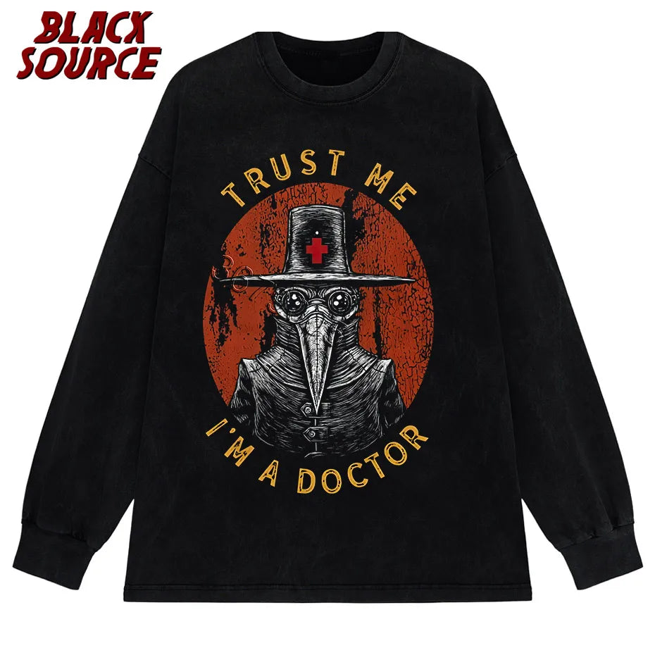 Humor Trust Me I'm A Doctor T Shirt Men Cotton Funny Harajuku T-shirt Short Sleeves Halloween Plague Doctor Tees Streetwear Tops