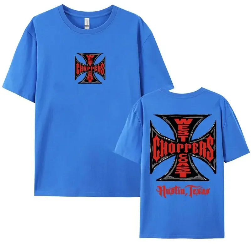 West Coast Choppers Iron Cross Graphic Tshirts for Men Hip Hop Harajuku Streetwear T-shirt Male Casual Cotton Oversized T Shirt