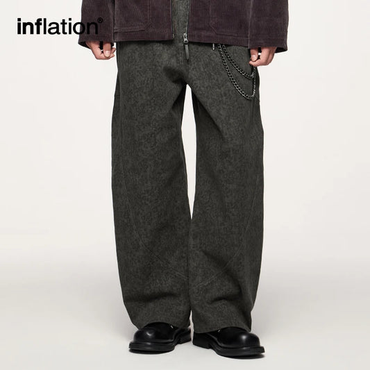 INFLATION Men's Leopard Camo Cargo Pants High-Street Vintage Casual Trousers