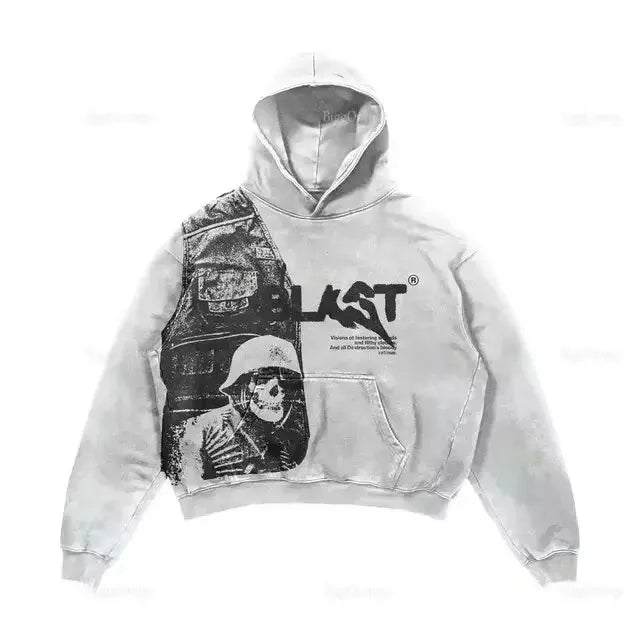 Vintage casual Europe and America fashion couple sweatshirts cool printed Color blocking long-sleeves oversizeds jackets