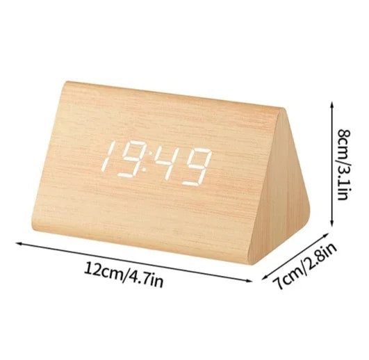 Digital LED Wooden Alarm Clock With Temperature Voice Control Snooze Electronic Desk Clock USB AAA Power Supply Decorations Home