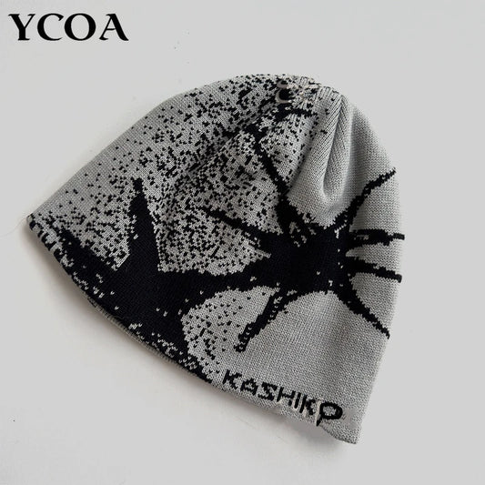 Women Knit Hat Winter Beanie Kpop Y2k Accessories Hip Hop Warm Gothic Graphic Streetwear Spring Vintage Pullover Korean Unisex