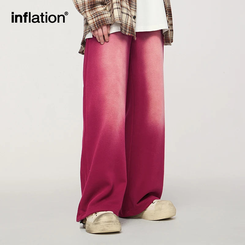 INFLATION Unisex Washed Straight Sweatpants Men's Multi-Color American Street Style Wide-Leg Casual Pants