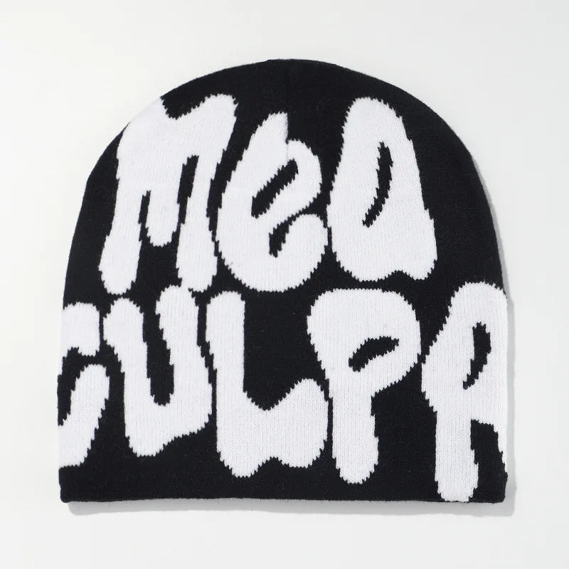 Mea Culpa Knitting Beanies Hat For Women Men Couple Y2K What's In Fashion Bonnet Kpop Wool Skullies Hoods Lady Caps Gorro шапка