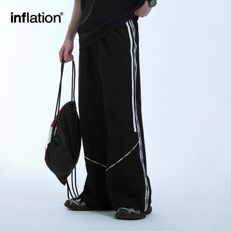 INFLATION Retro Side Splicing Track Pants Men Sportswear Wide Leg Pants