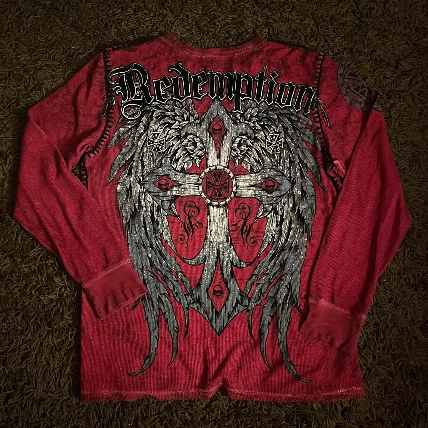 Affliction Long sleeved T shirt Y2K New Hip Hop Round Neck Oversized T shirt Mens Womens Casual Gothic Clothing Tops Streetwear