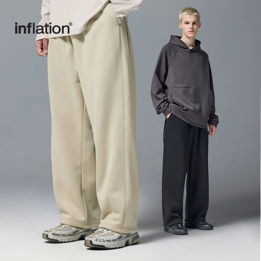 INFLATION Unisex Straight-leg Cozy Sweatpant Winter Thick Fleece Stretch Track Pants