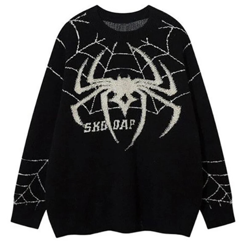 Spider Sweater Male Dark Style Vintage Knit Pullovers 2023 Winter American High Street Harajuku Women's Sweater Oversize Jumper