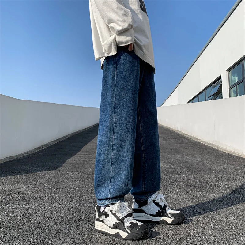 LAPPSTER Baggy Oversized Jeans Pants Denim 2023 Wide Leg Y2k Hip Hop Harem Pants Vintage Blue Denim Pants Black Straight Pants