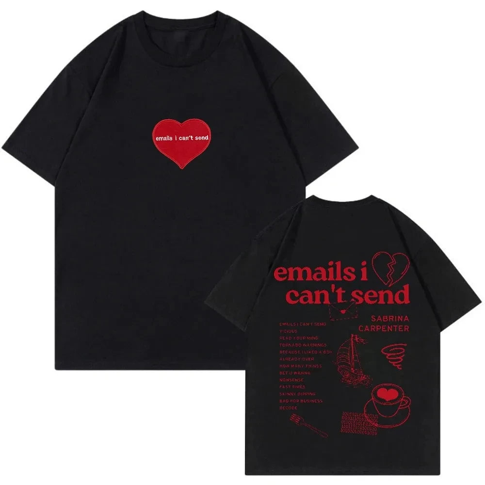 Sabrina Carpenter Emails I Can't Send T-shirt Album Tour Crewneck Short Sleeve Tee Men Women Streetwear New Fashion 51106