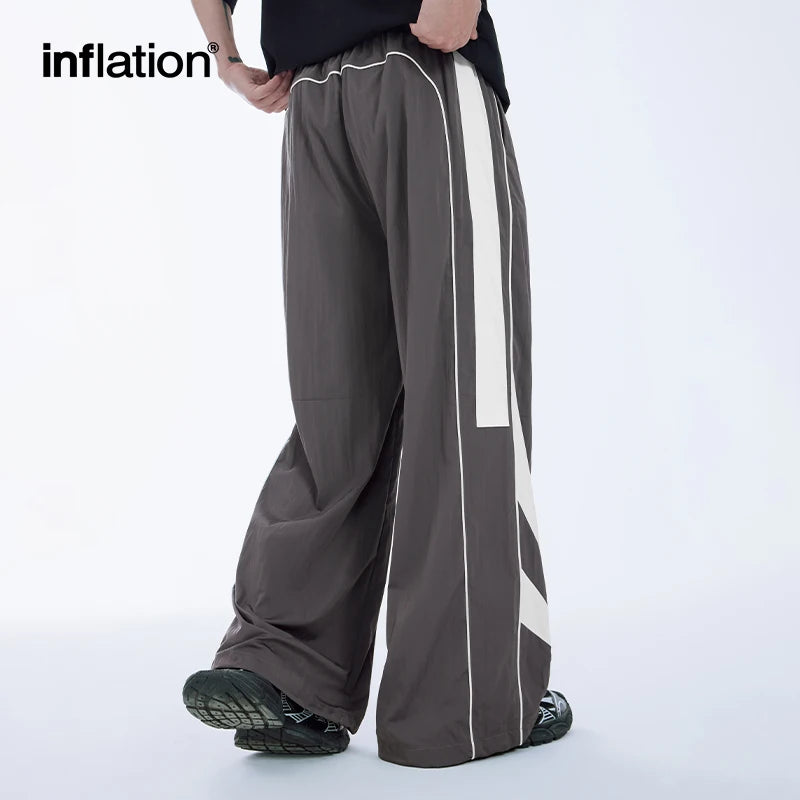 INFLATION Retro Patchwork Wide-leg Pants Trendy Water-Repellent Track Pants Sportswear