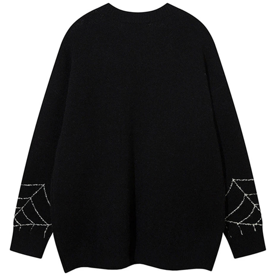 Y2K Spider Sweater Men Punk Goth Knitwear Streetwear Harajuku Hip Hop Oversized Sweaters Pullover Knit Sweater Jumper Tops 2023