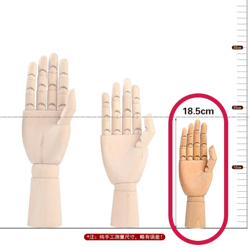 Wooden Hand Figurines Rotatable Joint Hand Model Drawing Sketch Mannequin Miniatures Office Home Desktop Room Decoration