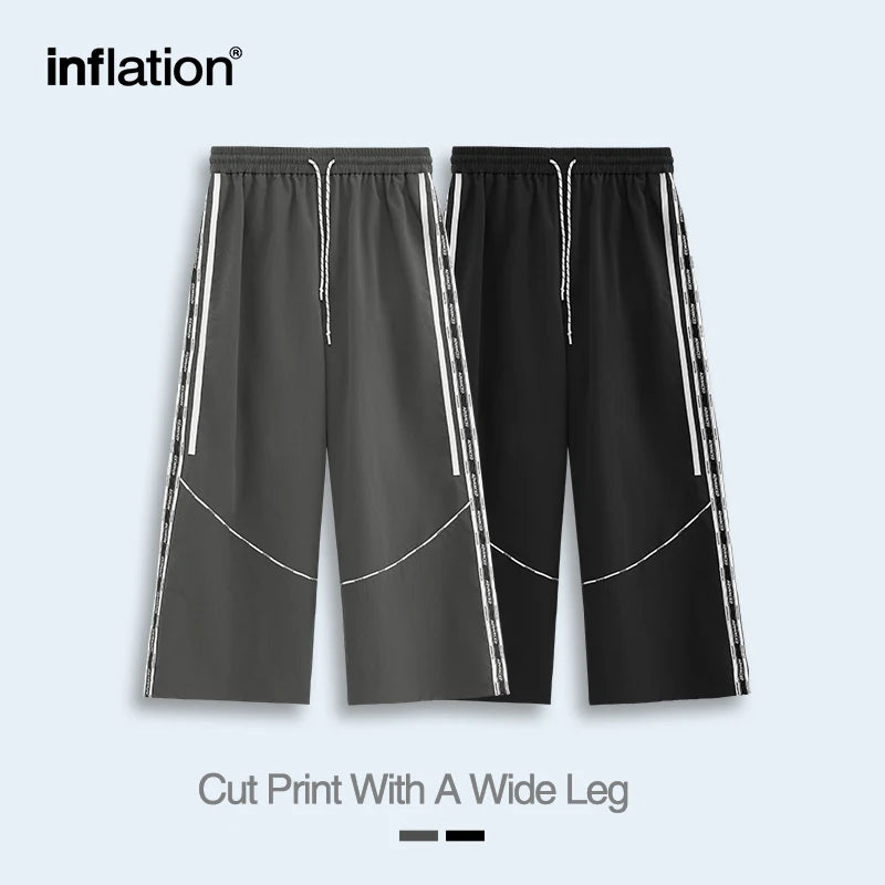 INFLATION Retro Side Splicing Track Pants Men Sportswear Wide Leg Pants