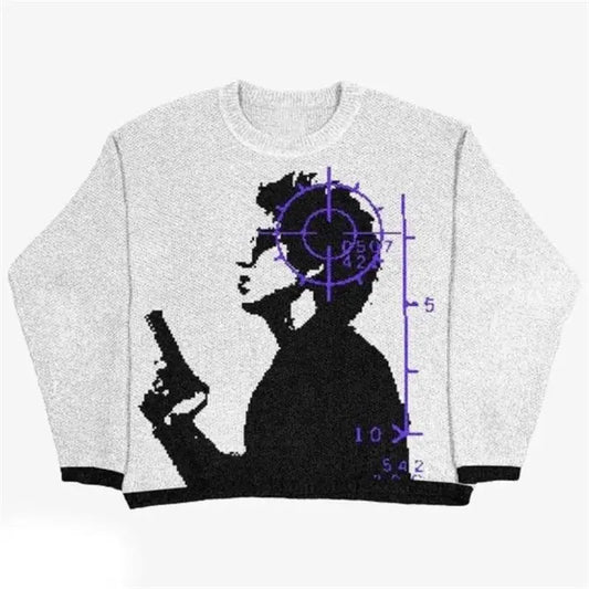 Abstract Pattern Knitwear Sweater Male 2024 New Winter Wool Pullovers Harajuku Men's Jumpers Women's Y2k Vintage Knit Sweaters