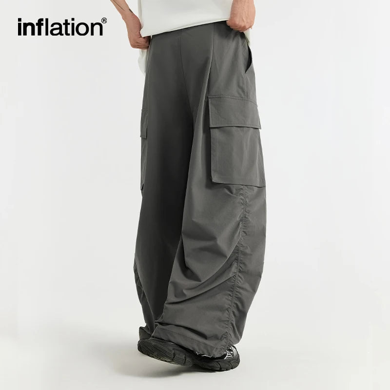 INFLATION Classic Multi Pockets Cargo Men Summer Parachute Pants Trousers