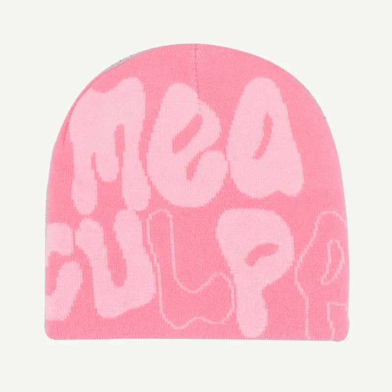 Mea Culpa Knitting Beanies Hat For Women Men Couple Y2K What's In Fashion Bonnet Kpop Wool Skullies Hoods Lady Caps Gorro шапка