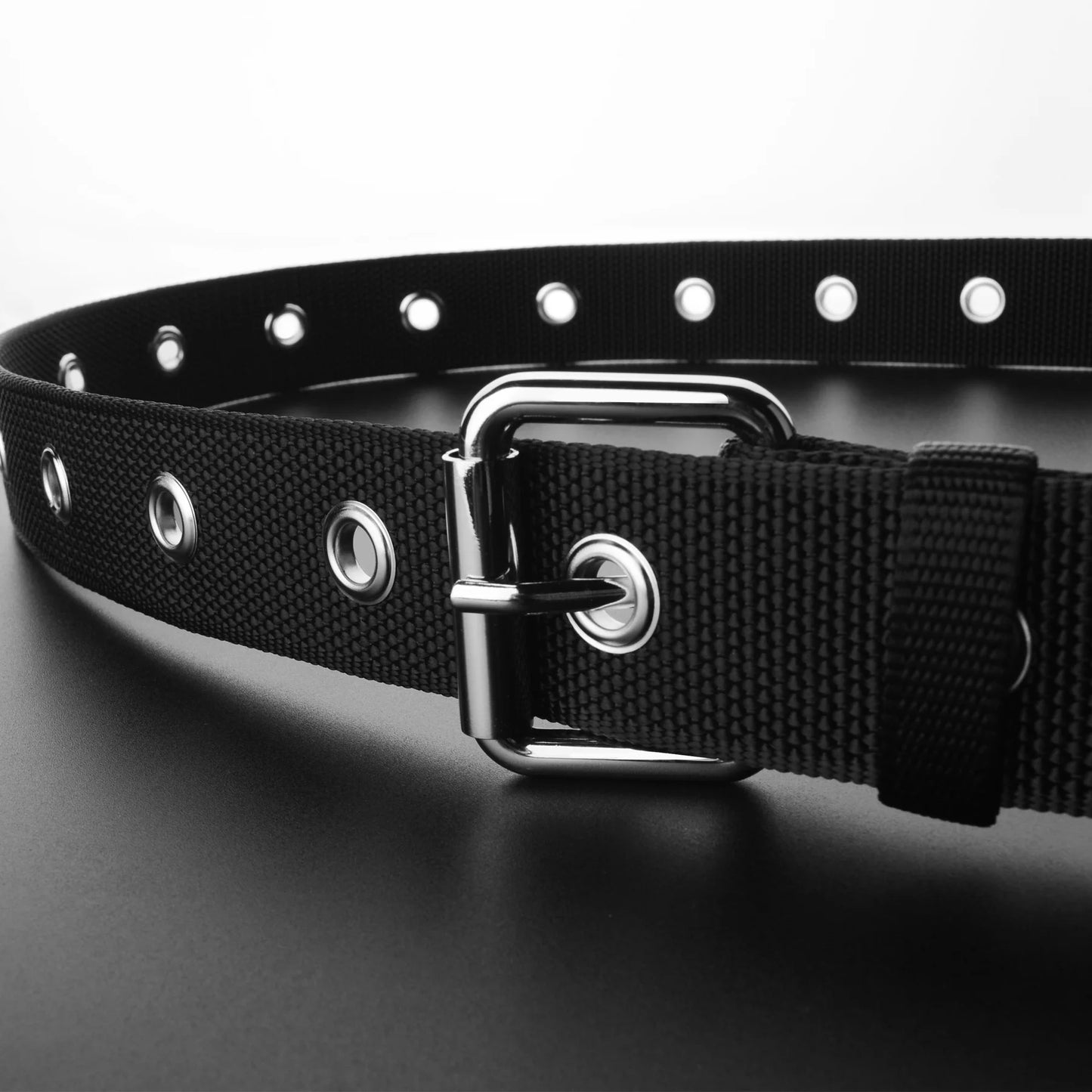 Drizzte Grommet Belt Nylon Punk Belt for Women Men Jeans Big Hole Plus Size to 170cm/67inch