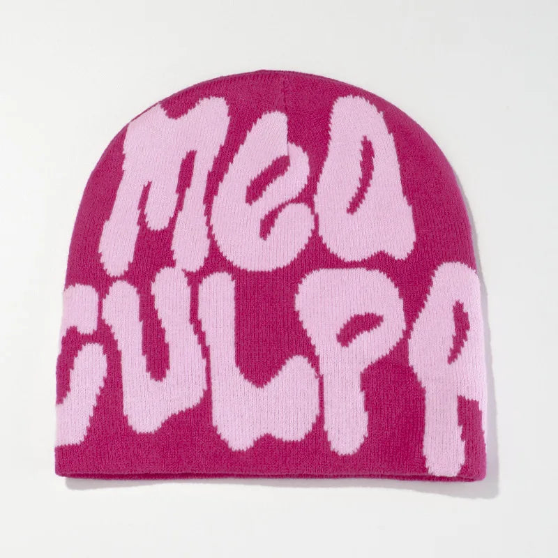 Mea Culpa Knitting Beanies Hat For Women Men Couple Y2K What's In Fashion Bonnet Kpop Wool Skullies Hoods Lady Caps Gorro шапка