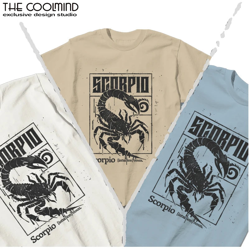 Coolmind U0029-T2 Scorpio Exclusive Graphic Print Men T Shirt Short Sleeve Big Size Men Tshirt Cool Tee Shirt Men