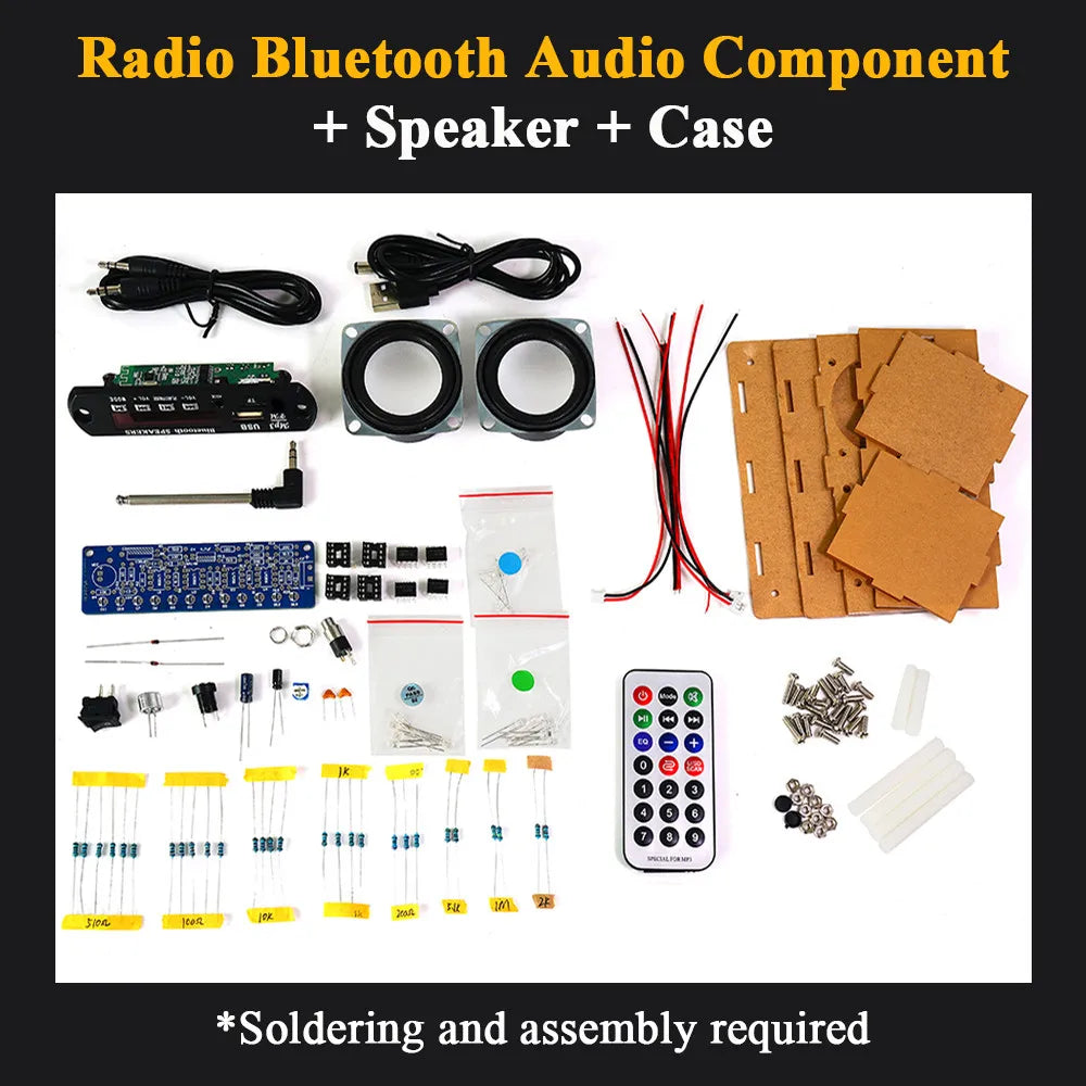 DIY Bluetooth Speaker Kit with FM Radio 87.5-108MHZ DIY Soldering Project Practice Electronic Kit Solder Assembly U Disk TF