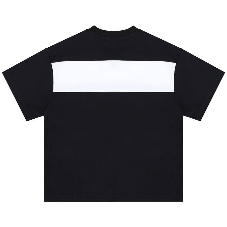 Hip Hop Streetwear Men T Shirts Color Block Patchwork Harajuku Oversized T-shirts Summer Casual Loose Tee Tops Black White