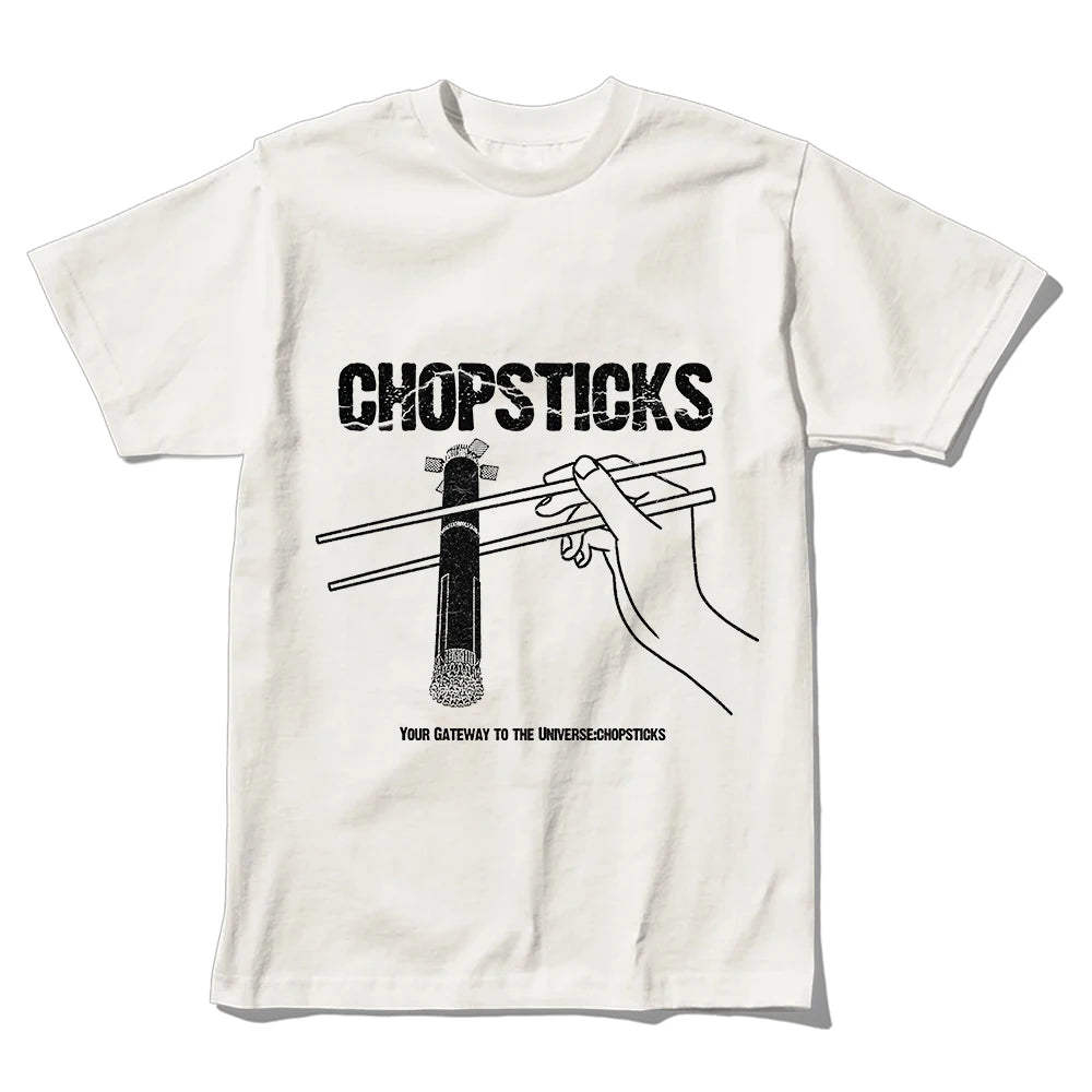 Coolmind U0163-T2  Funny Chopsticks Print Men T Shirt Casual Exclusive Graphic Men Tshirt O-Neck Big Size Unisex Tee Shirts