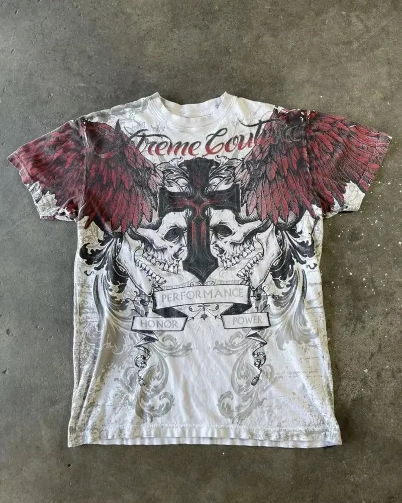 2000s Affliction Winter Long Sleeve T Shirt Hip Hop Crew Neck Oversized Sleeve Men Women Casual Gothic Clothing Tops Street Wear
