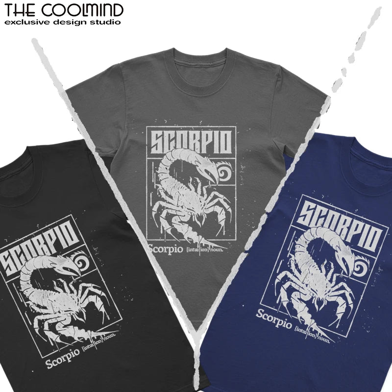 Coolmind U0029-T2 Scorpio Exclusive Graphic Print Men T Shirt Short Sleeve Big Size Men Tshirt Cool Tee Shirt Men