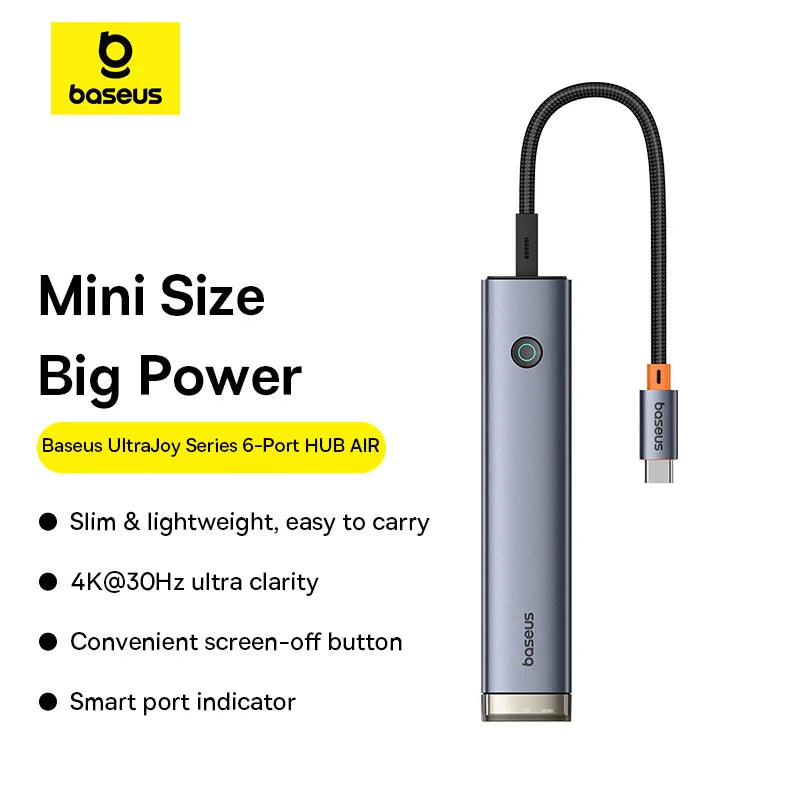 【$9.99 $11.99】Baseus USB C Hub to HDMI 4K 30Hz USB 3.0 Type C 5Gbps Hub PD 100W Fast Charging Single Display Hub for Win Mac