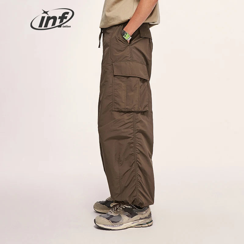 INFLATION Classical Parachute Cargo Pants Men Loose Fit Wide Leg Trousers Unisex Baggy Trousers