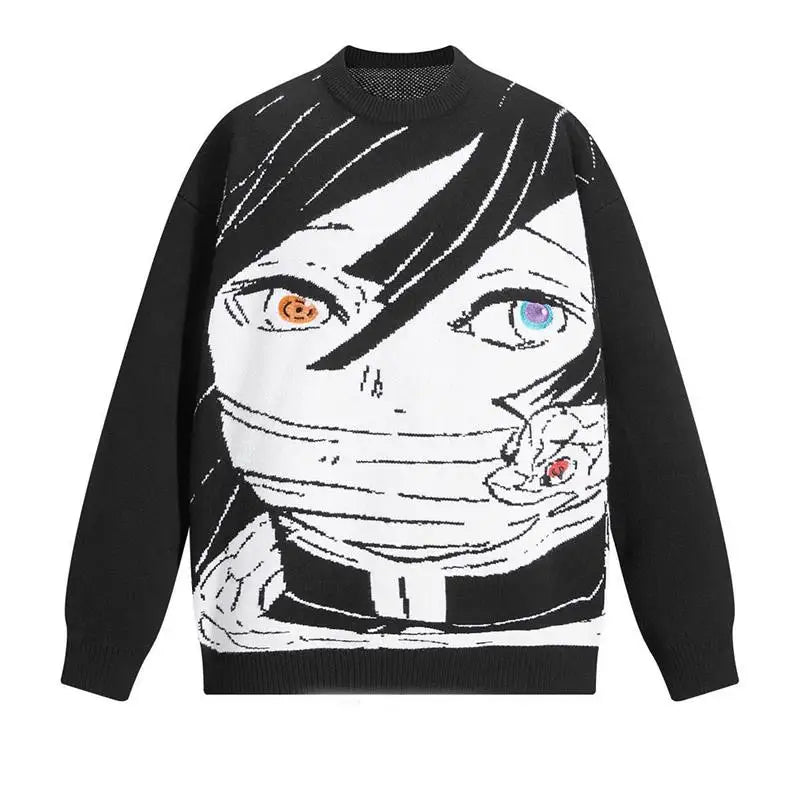 Y2k Oversized Sweater Men Goth Punk Harajuku Graffiti Vintage Knitted Sweater Wool 2023 Winter Unisex Cotton Pullover Streetwear