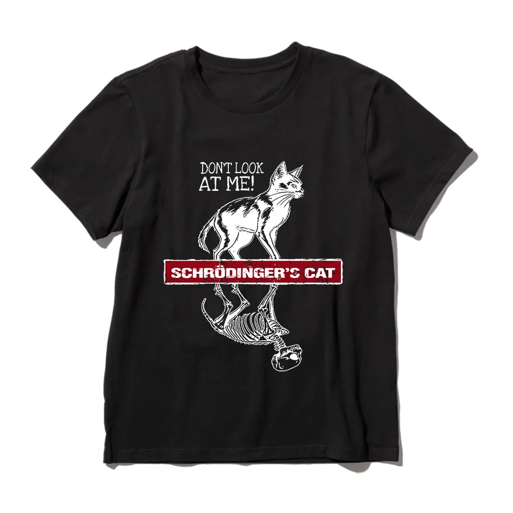 Coolmind U0156-T2  Schrodinger'S Cat Print Men T Shirt 100% Cotton Exclusive Cat Print Tshirt Cool Unisex Tee Shirts