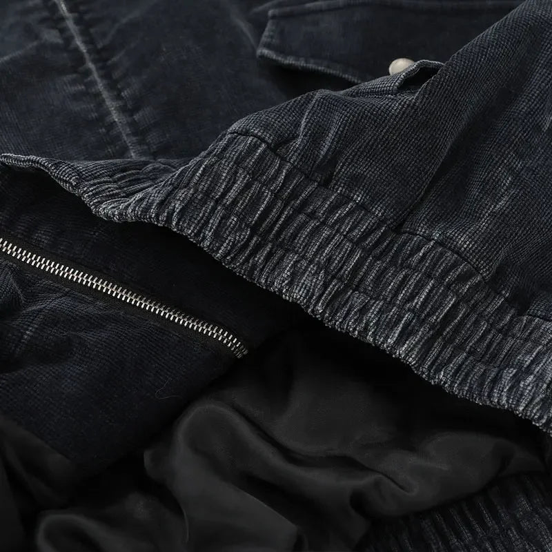 Vintage 80s Jackets Y2K Streetwear Solid Color Washed Coach Jacket Hip Hop Harajuku Punk Gothic Cotton Casual Zipper Coats