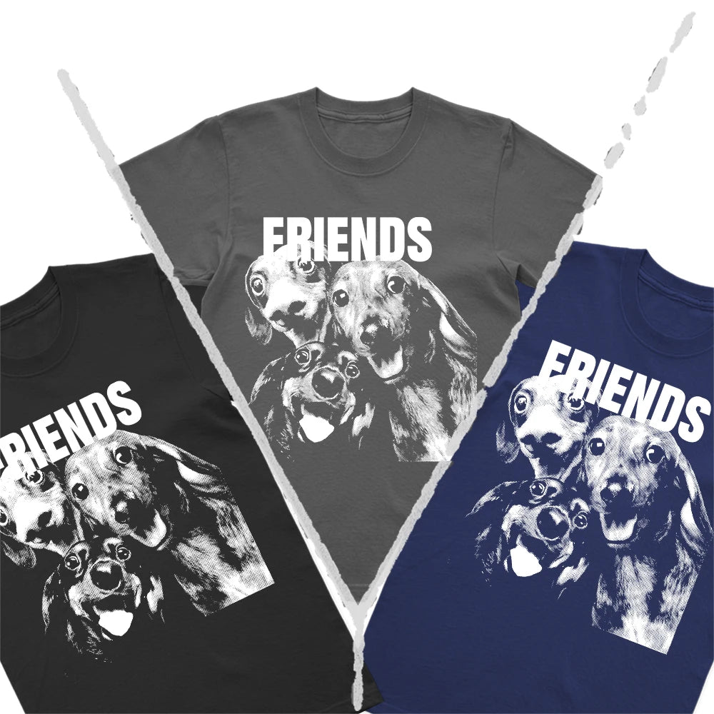 Coolmind U0064-T2 Funny Friends Dog Print Men T Shirt Cool Exclusive Graphic Men Tshirt Big Size Unisex Tee Shirts